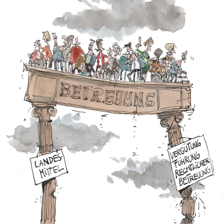 Vergütung Führung rechtlicher Bertreuung Karikatur symbolisch zum Thema Vergütung rechtlicher Betreuung