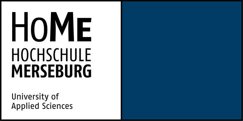Hochschule Merseburg Logo der Hochschule Merseburg, schwarzer Schriftzug mit dunkelblauem Quadrat rechts